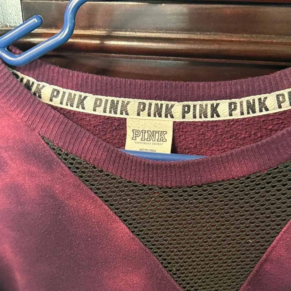 PINK Victoria's Secret Maroon Tie-Dye Sweatshirt and Black Tee - Picture 2 of 4